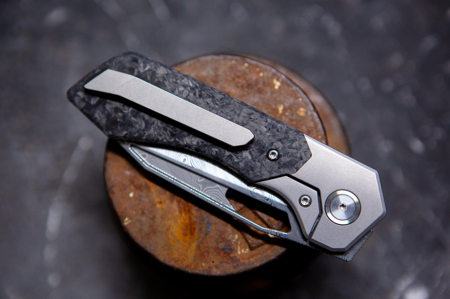The DeVille Blk Carbon Fiber Damasteel